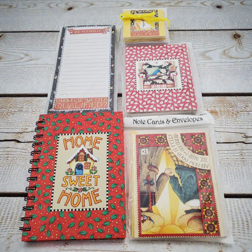 Mary Engelbreit Stationery Lot 5pc Journal Note Cards List Pad Christmas New